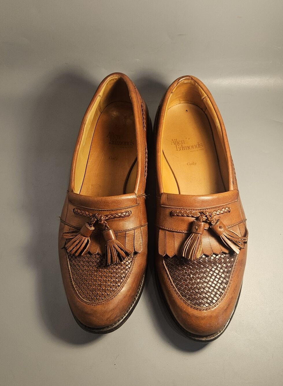 Allen Edmonds Cody Men's Brown Leather Tassel Slip-on Loafers-Size 9.5 D